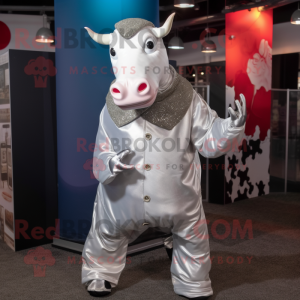 Silver Hereford Cow maskot...