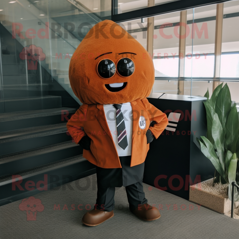Rust Beet mascot costume character dressed with a Suit Jacket and Tie pins