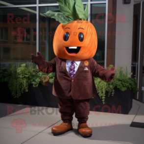 Rust Beet mascot costume character dressed with a Suit Jacket and Tie pins