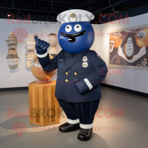 Navy Grenade mascot costume character dressed with a Dress Shirt and Shawl pins