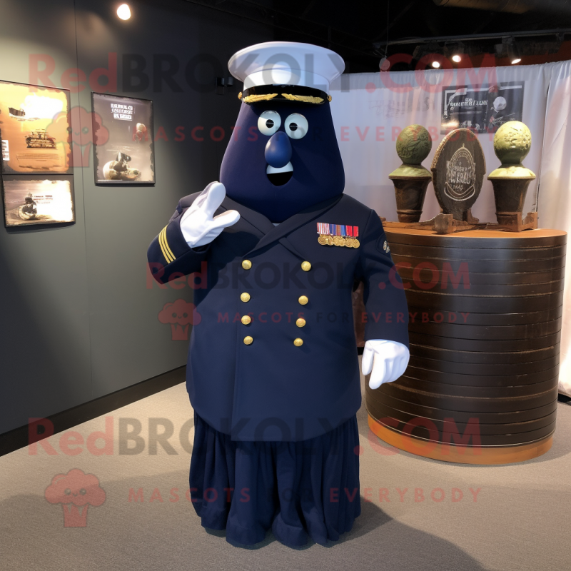 Navy Grenade mascot costume character dressed with a Dress Shirt and Shawl pins