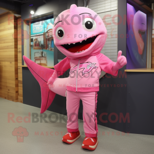 Roze zwaardvis mascotte...