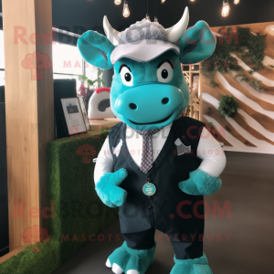 Teal Bull maskot drakt...