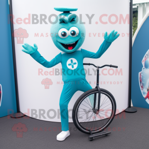 Blågrøn Unicyclist maskot...