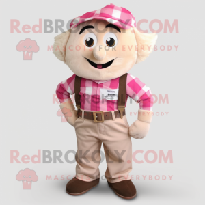 Beige Pink maskot kostume...