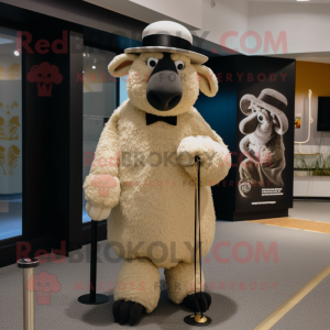 Beige Merino Sheep mascotte...