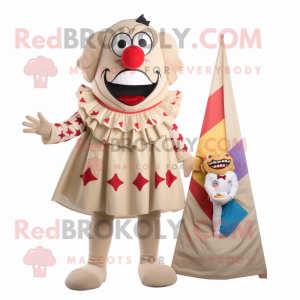 Beige Clown mascot costume character dressed with a Bikini and Wraps
