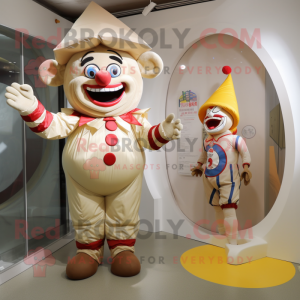 Beige Clown mascot costume character dressed with a Bikini and Wraps