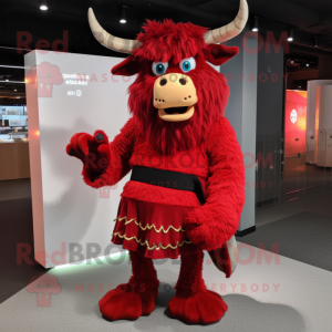 Rød Minotaur maskot drakt...