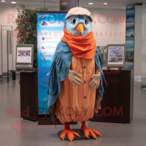 Peach Passenger Pigeon mascot costume character dressed with a Cover-up and Scarves