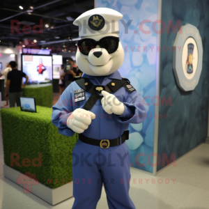 Navy Army Soldier mascot costume character dressed with a Button-Up Shirt and Digital watches