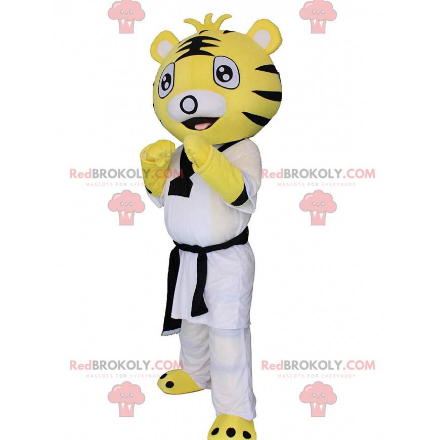 Tiger maskot i karate, judo, kampsport - L