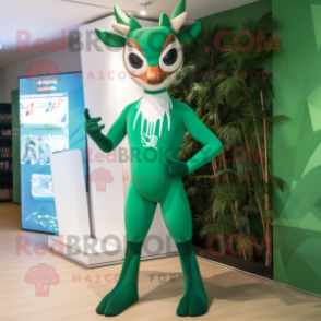 Forest Green Gazelle mascot costume character dressed with a One-Piece Swimsuit and Cufflinks