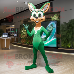 Forest Green Gazelle mascot costume character dressed with a One-Piece Swimsuit and Cufflinks