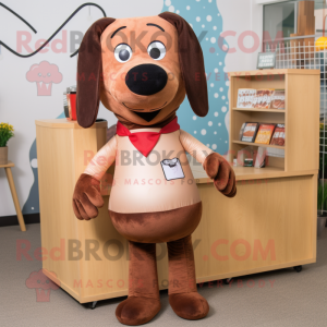 Brauner Hot-Dog Maskottchen...