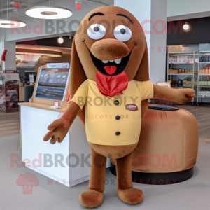 Brauner Hot-Dog Maskottchen...