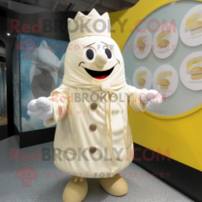 Cream King mascot costume character dressed with a Raincoat and Cufflinks