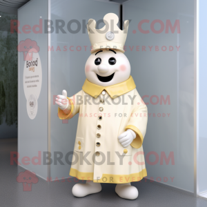 Cream King mascot costume character dressed with a Raincoat and Cufflinks