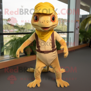 Guld Geckos maskot kostym...