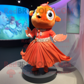 nan Goldfish mascot costume character dressed with a Circle Skirt and Hairpins