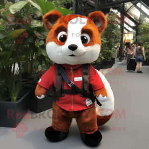 Vit Röd Panda maskot kostym...