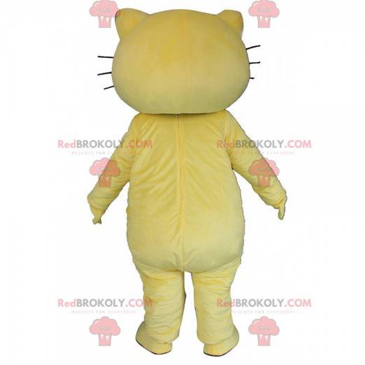 Mascotte de chat jaune et blanc, costume de chat coloré -