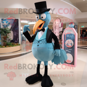 Sky Blue Flamingo mascot costume character dressed with a Tuxedo and Ties