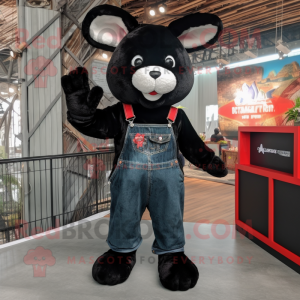 Black Rabbit mascot costume character dressed with a Jeans and Gloves