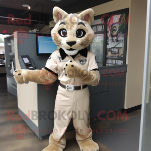 Beige Bobcat maskot kostume...