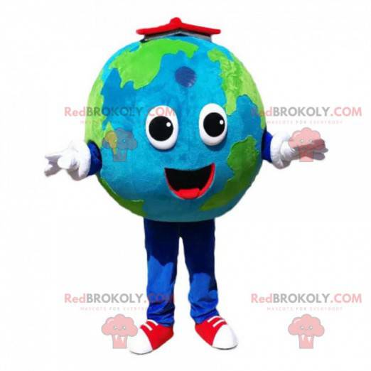 Mascotte van de planeet aarde, kostuum reusachtige aardbol -