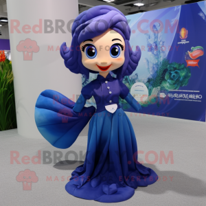 Navy Mermaid mascot costume character dressed with a Dress Pants and Scarf clips