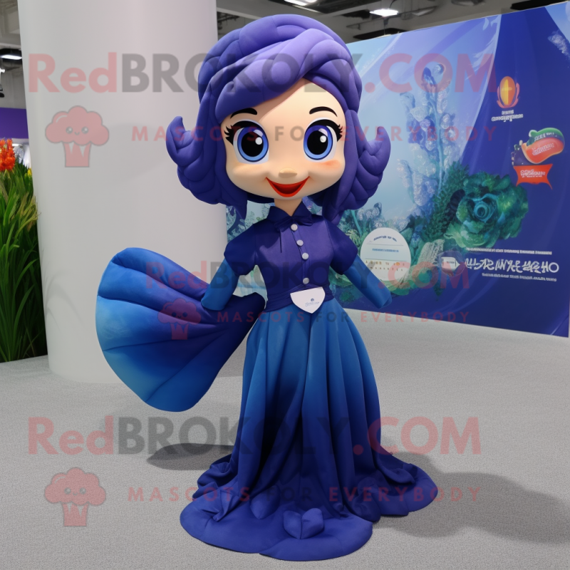 Navy Mermaid mascot costume character dressed with a Dress Pants and Scarf clips Navy Mermaid mascot costume character dressed with a Dress Pants and Scarf clips