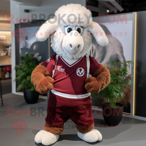 Maroon Ram mascot costume character dressed with a Shorts and Ties