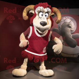 Maroon Ram mascot costume character dressed with a Shorts and Ties