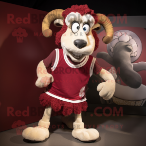 Maroon Ram maskot kostume...