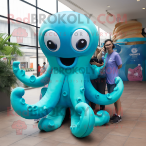 Cyan Octopus mascotte...