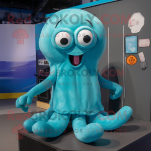 Cyan Octopus mascotte...