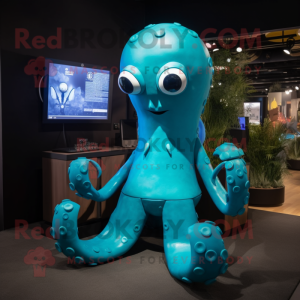 Cyan Octopus mascotte...