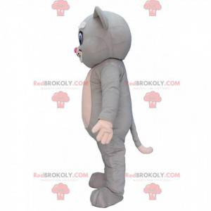 Gray and white cat mascot with blue eyes, cat costume -