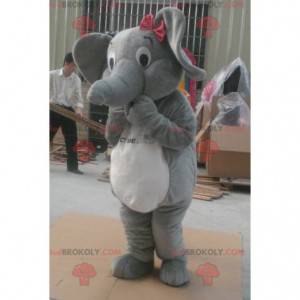 Grå og hvid elefant maskot - Redbrokoly.com