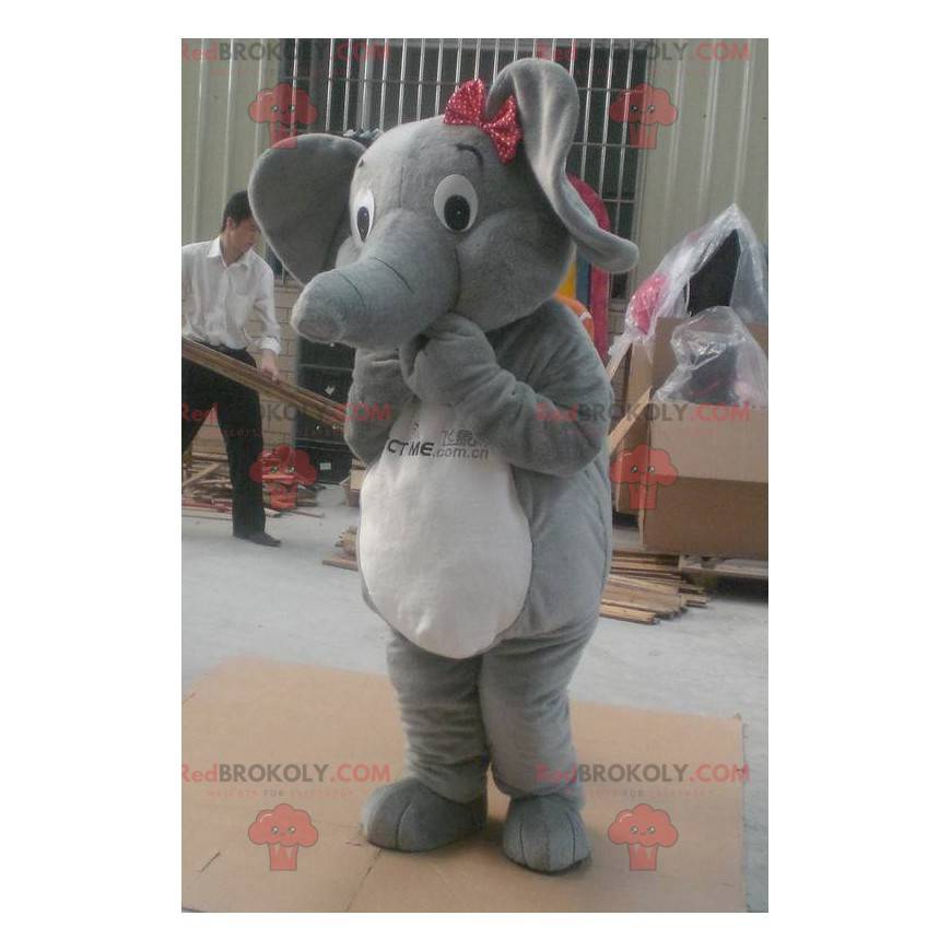 Grijze en witte olifant mascotte - Redbrokoly.com