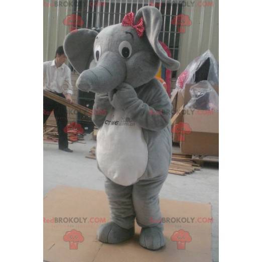 Grijze en witte olifant mascotte - Redbrokoly.com