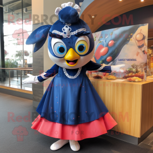 Navy Ceviche mascot costume character dressed with a Mini Skirt and Shoe clips