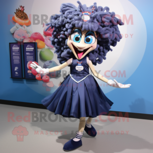 Navy Ceviche mascot costume character dressed with a Mini Skirt and Shoe clips