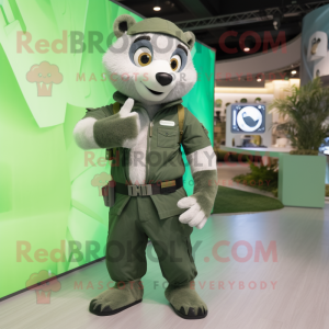 Green Badger mascot costume character dressed with a Cargo Pants and Smartwatches