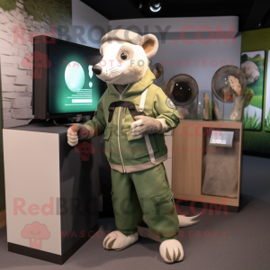 Green Badger mascot costume character dressed with a Cargo Pants and Smartwatches