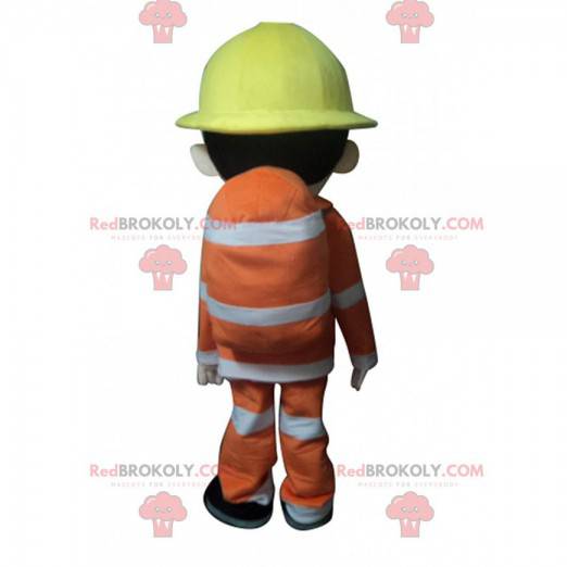 Mascotte de pompier en tenue, costume d'homme de feu -