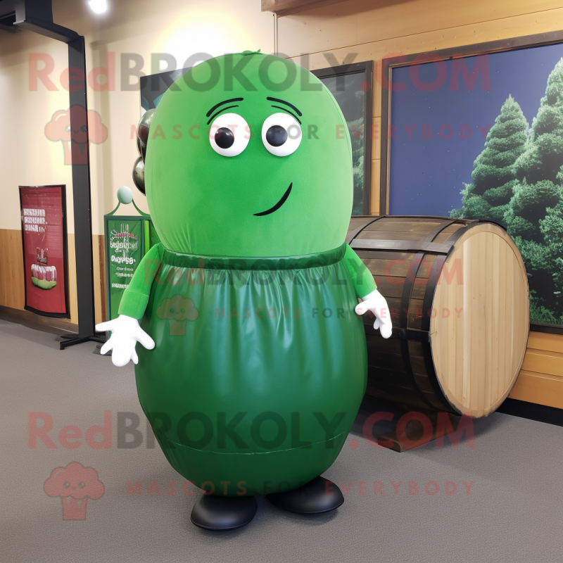 Forest Green Human Cannon Ball mascot costume character dressed with a Maxi Skirt and Tote bags