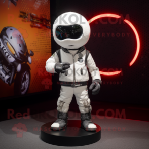 White Handball Ball mascot costume character dressed with a Biker Jacket and Anklets
