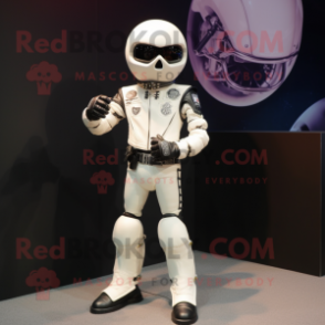 White Handball Ball mascot costume character dressed with a Biker Jacket and Anklets